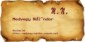 Medvegy Nándor névjegykártya